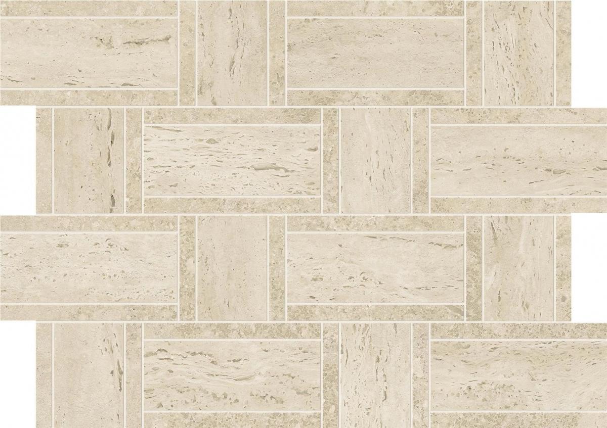  ATLAS CONCORDE MARVEL TRAVERTINE Pearl Mosaico Basketweave 35x47 