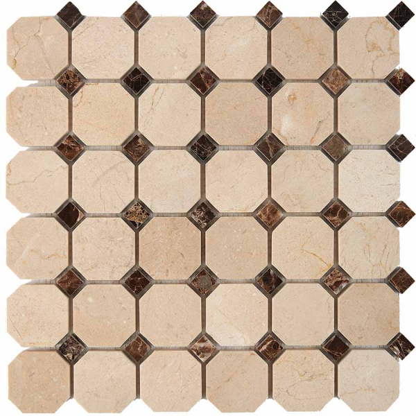 Мозаика Pixel Cream marfil, Dark Еmperador полированная 30.5x30.5 PIX 212