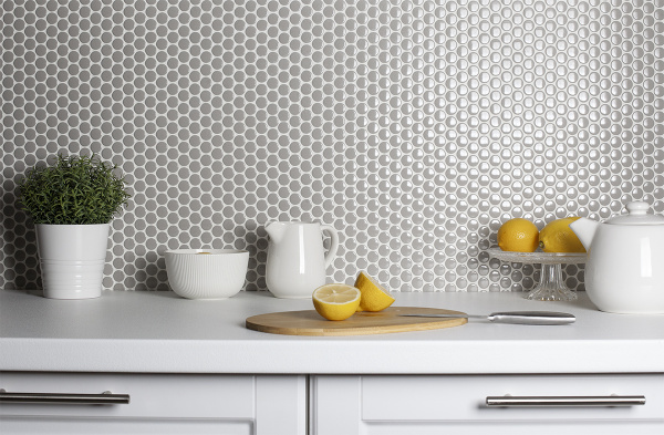 Напольная плитка STARMOSAIC Shapes Penny Round Grey Glossy D19 
