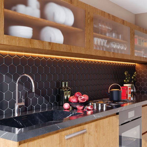 Напольная плитка STARMOSAIC Geometry Hexagon Big Black Matt 95x110 