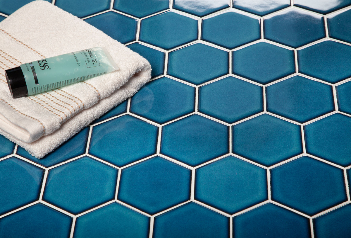 Напольная плитка STARMOSAIC Geometry Hexagon big Deep Blue Glossy 95х110 