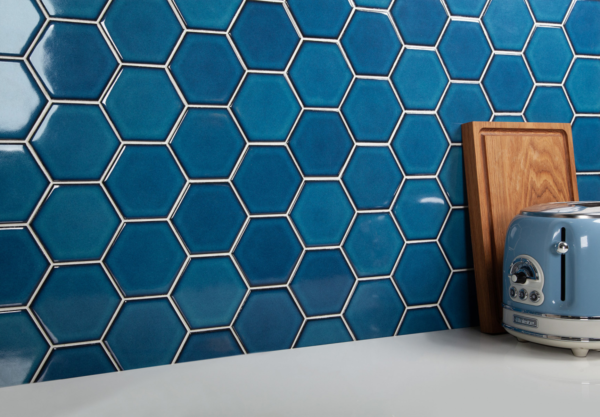 Напольная плитка STARMOSAIC Geometry Hexagon big Deep Blue Glossy 95х110 