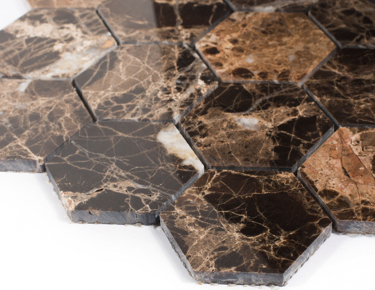 Напольная плитка Каталог товаров Мозаика HEXAGON DARK EMPERADOR POLISHED 63x63 